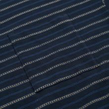 Load image into Gallery viewer, JACQUARD STRIPE HALF T-SHIRT - NAVY
