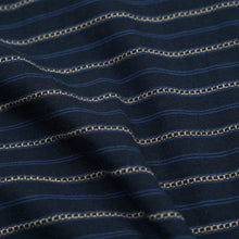 Load image into Gallery viewer, JACQUARD STRIPE HALF T-SHIRT - NAVY
