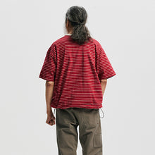 Load image into Gallery viewer, JACQUARD STRIPE HALF T-SHIRT - RED
