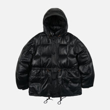 Load image into Gallery viewer, LEATHER KARAKORAM GOOSE DOWN PARKA JACKET - BLACK

