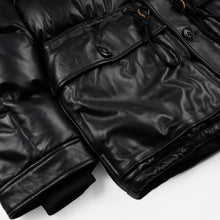 Load image into Gallery viewer, LEATHER KARAKORAM GOOSE DOWN PARKA JACKET - BLACK

