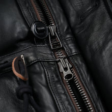 Load image into Gallery viewer, LEATHER KARAKORAM GOOSE DOWN PARKA JACKET - BLACK

