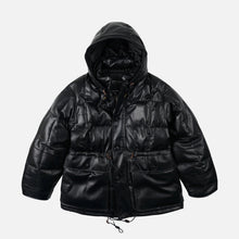 Load image into Gallery viewer, LEATHER KARAKORAM GOOSE DOWN PARKA JACKET - BLACK
