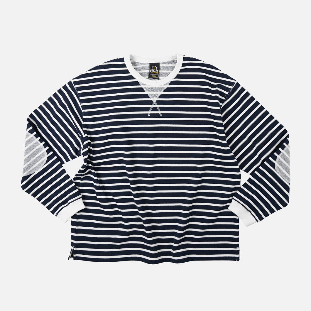 LOOP PATCH L/S T-SHIRT - STRIPE NAVY
