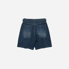 Load image into Gallery viewer, LYOCELL BELTED DENIM SHORTS - MID BLUE
