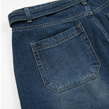 Load image into Gallery viewer, LYOCELL BELTED DENIM SHORTS - MID BLUE
