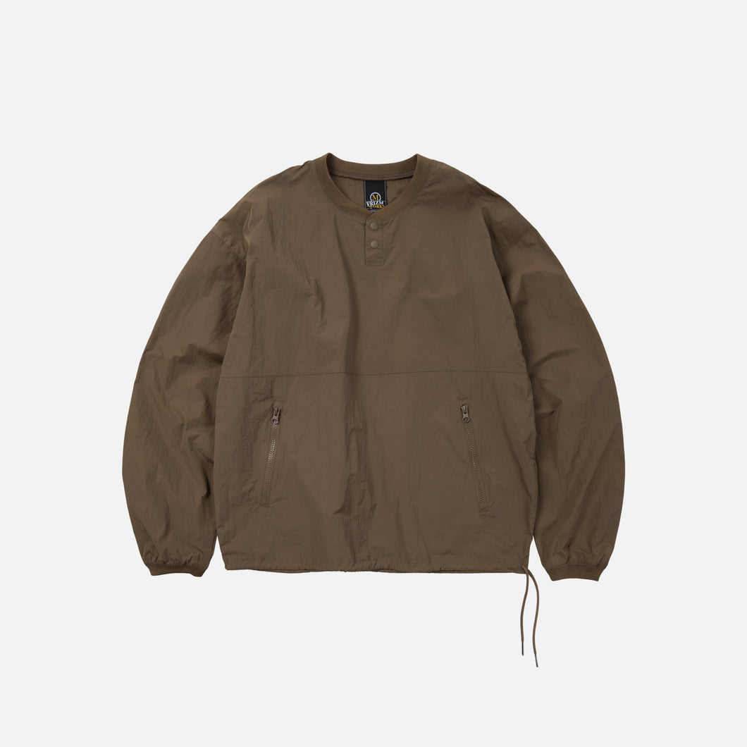 NYLON POCKET PULLOVER SWEATER - BROWN