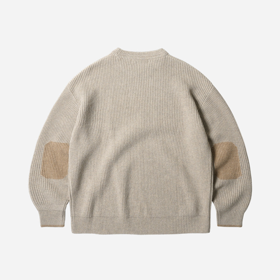 PATCH ROUND PULLOVER KNIT - OATMEAL - THE GREAT DIVIDE