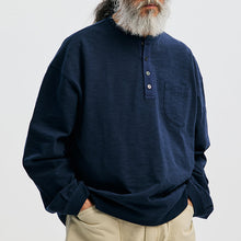 Load image into Gallery viewer, SLUB HENLEY L/S T-SHIRT - NAVY
