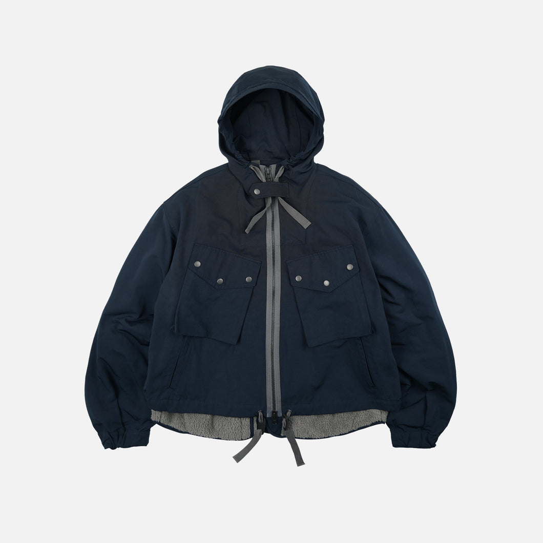SMOCK 2 IN 1 HOODED PARKA JACKET - NAVY