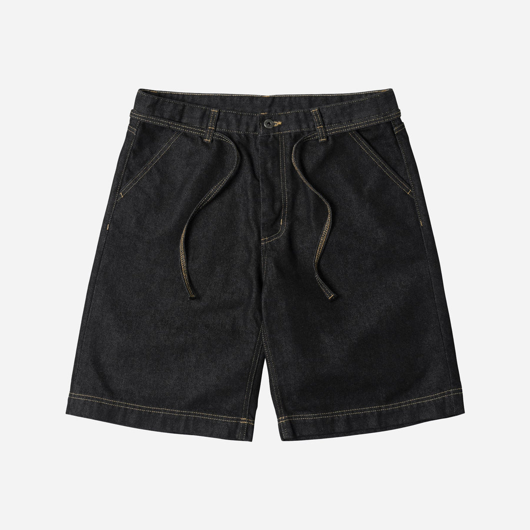 STRING DENIM SHORTS - BLACK