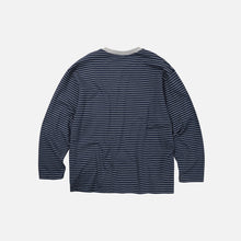 Load image into Gallery viewer, STRIPED RELAXED LS T-SHIRT - NAVY
