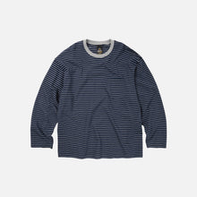 Load image into Gallery viewer, STRIPED RELAXED LS T-SHIRT - NAVY
