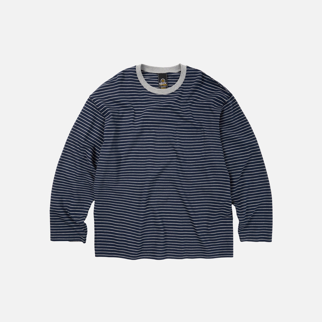 STRIPED RELAXED LS T-SHIRT - NAVY