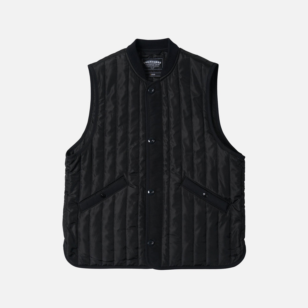 STRIPE QUILT MIL LINER VEST - BLACK