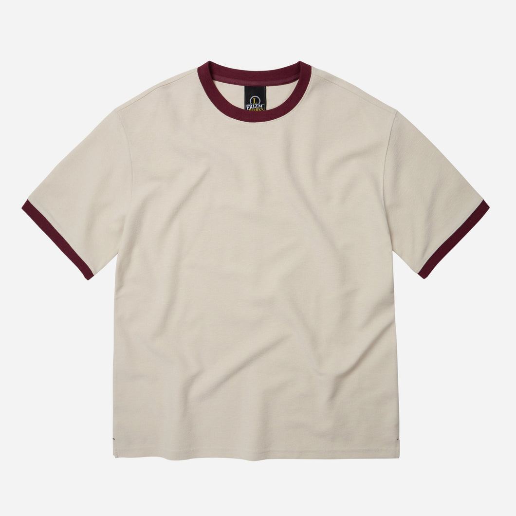 TERRY RINGER HALF T-SHIRT - WHITE
