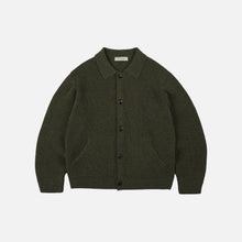 Load image into Gallery viewer, ULTRA HEAVYWEIGHT COLLAR CARDIGAN - FOREST GREEN
