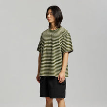 Load image into Gallery viewer, VINTAGE FADED STRIPE HALF T-SHIRT - DARK GREEN
