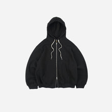 Load image into Gallery viewer, WAFFLE HOOD ZIP UP PARKA - BLACK
