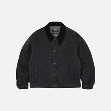 Load image into Gallery viewer, WASHED DENIM TRUCKER JACKET - BLACK
