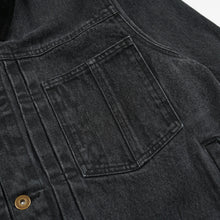 Load image into Gallery viewer, WASHED DENIM TRUCKER JACKET - BLACK
