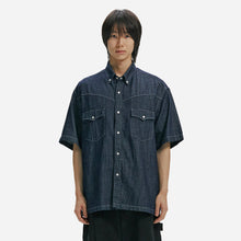 Load image into Gallery viewer, WESTERN DENIM HALF SHIRT - INDIGO
