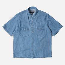 Load image into Gallery viewer, WESTERN DENIM HALF SHIRT - LIGHT BLUE
