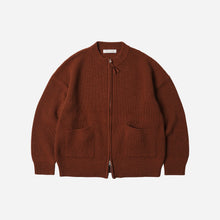 Load image into Gallery viewer, WOOL DECK ZIP UP CARDIGAN - BRICK
