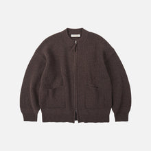 Load image into Gallery viewer, WOOL DECK ZIP UP CARDIGAN - CHOCO BROWN
