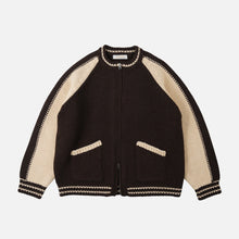 Load image into Gallery viewer, WOOL VARSITY CARDIGAN - BROWN/TAN

