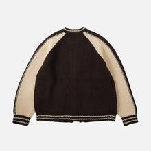 Load image into Gallery viewer, WOOL VARSITY CARDIGAN - BROWN/TAN
