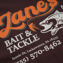 Load image into Gallery viewer, ZANE'S BAIT &amp; TACKLE RINGER T-SHIRT - BROWN
