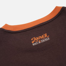 Load image into Gallery viewer, ZANE'S BAIT &amp; TACKLE RINGER T-SHIRT - BROWN
