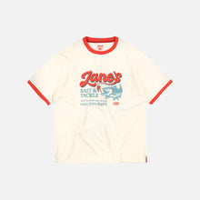 Load image into Gallery viewer, ZANE'S BAIT &amp; TACKLE RINGER T-SHIRT - IVORY
