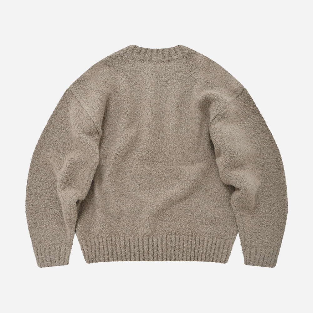 ALPACA BOUCLE CREW KNIT JUMPER - COCOA