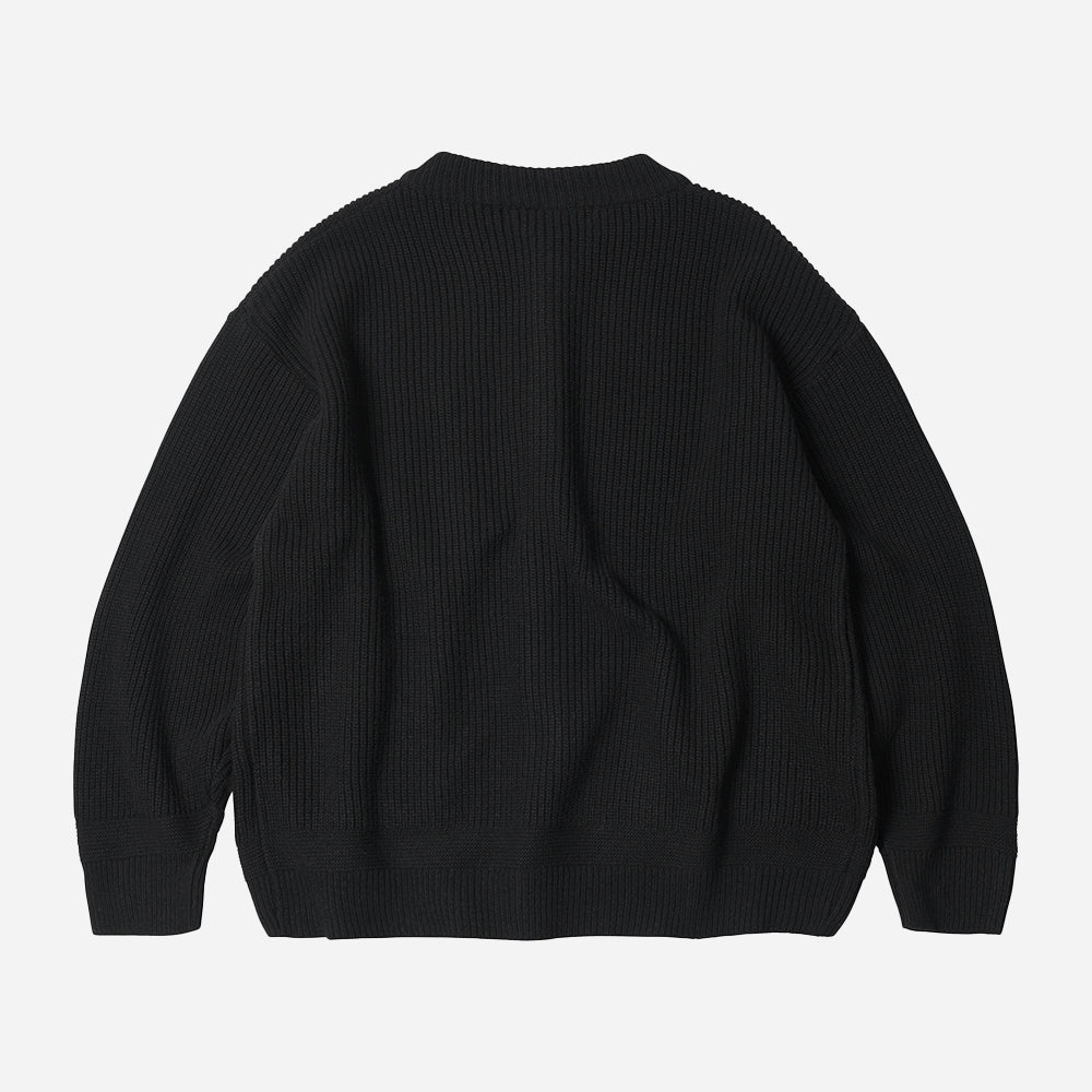 HEAVY WOOL ROUND CARDIGAN BLACK