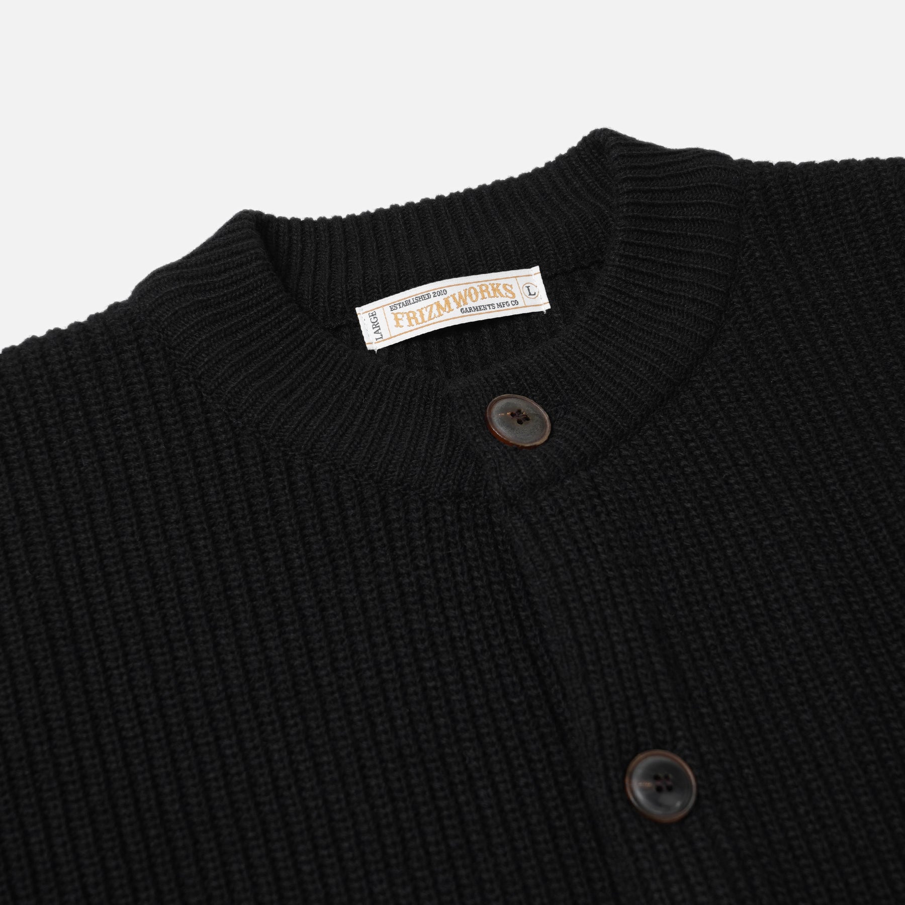 HEAVY WOOL ROUND CARDIGAN BLACK