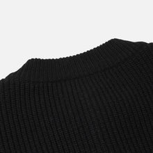 Load image into Gallery viewer, HEAVY WOOL ROUND CARDIGAN - BLACK
