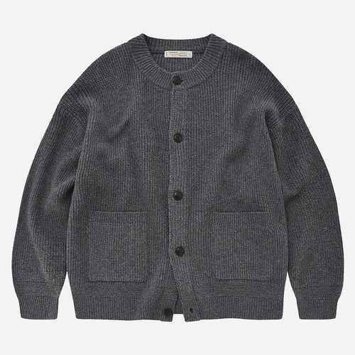 HEAVY WOOL ROUND CARDIGAN - DARY GREY - THE GREAT DIVIDE