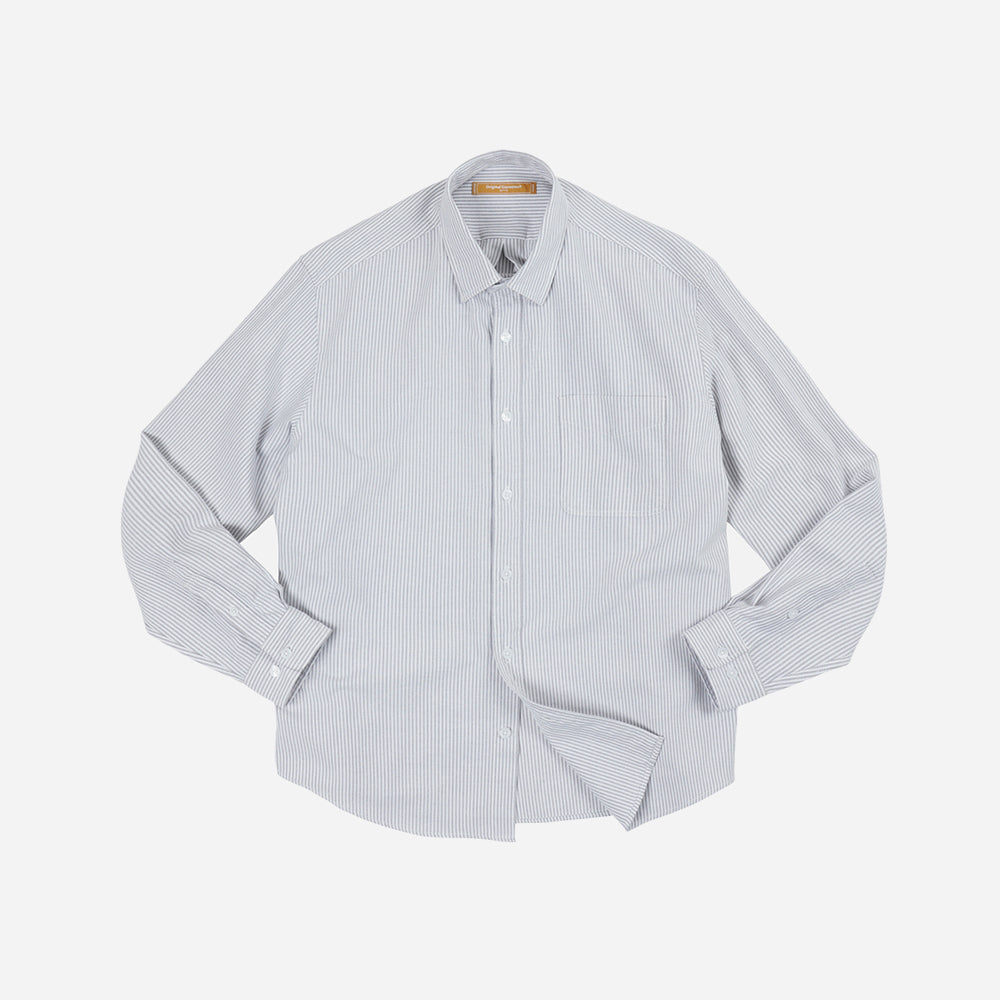 OG STRIPED OXFORD OVERSIZED SHIRT - GREY